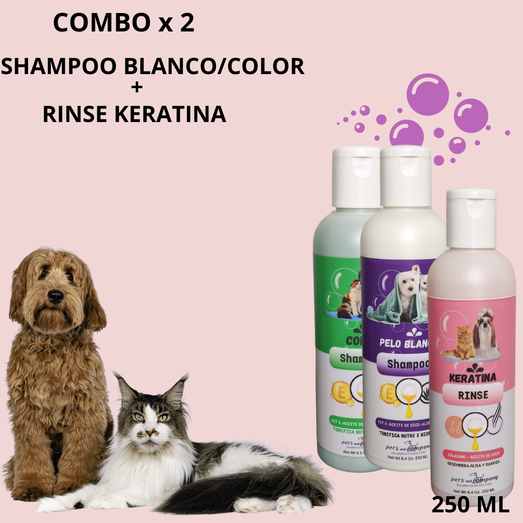 CHAMPÚ BLANCO/ COLOR + ENJUAGUE KERATINA 250